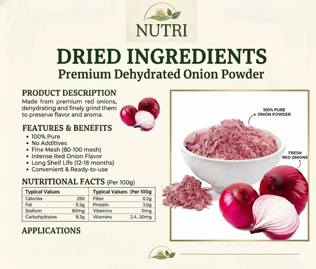 Red Onion Powder Grade A - Food & Agriculture by Nutri Dried Ingredients