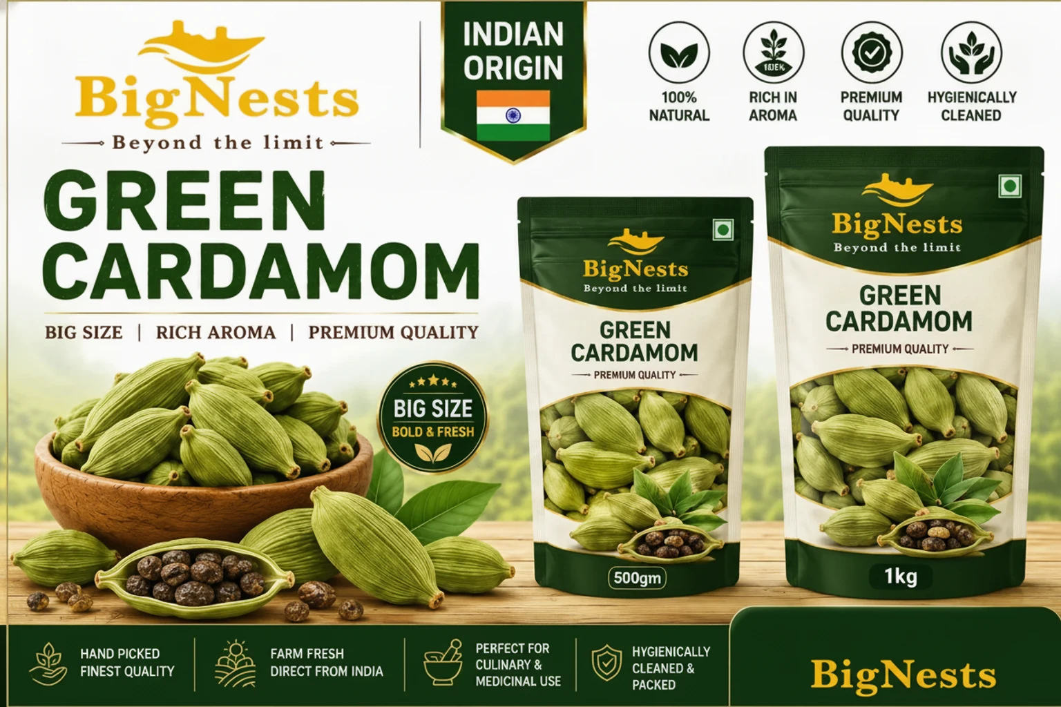 Indian Green Cardamom 5-8+ mm - Food & Agriculture by BigNests