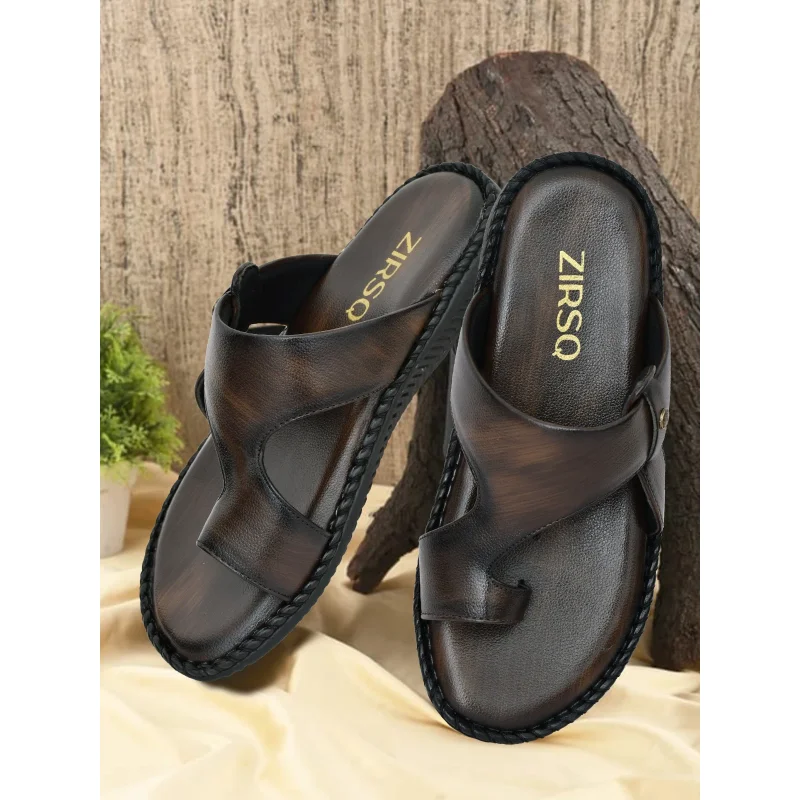 Men's Dark Brown Solid Slippers - Footwear, Bags & Leather Goods by Inshaa Enterprises
