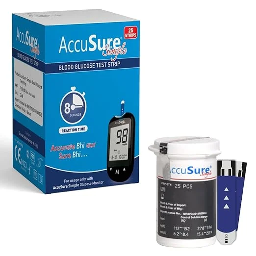 AccuSure Simple Blood Glucose Test Strips 25 Count - Healthcare & Medical by Accurate Surgicals