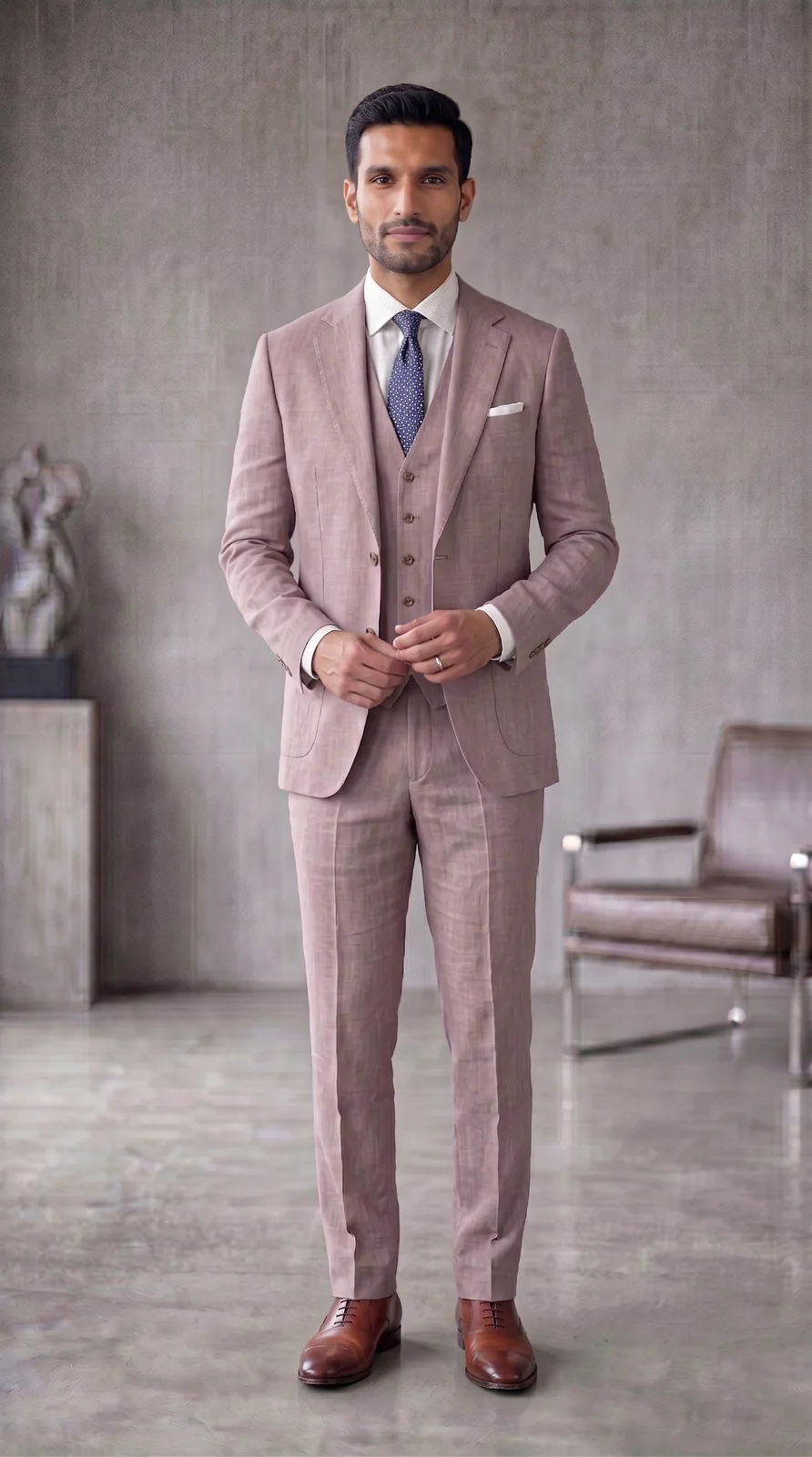 Three-Piece Linen Suit for Formal Occasions - Textiles & Apparel by G M Apparels
