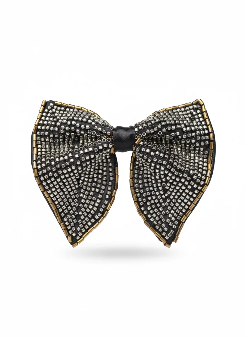 Metallic Beaded Butterfly Bow Tie - Textiles & Apparel by G M Apparels