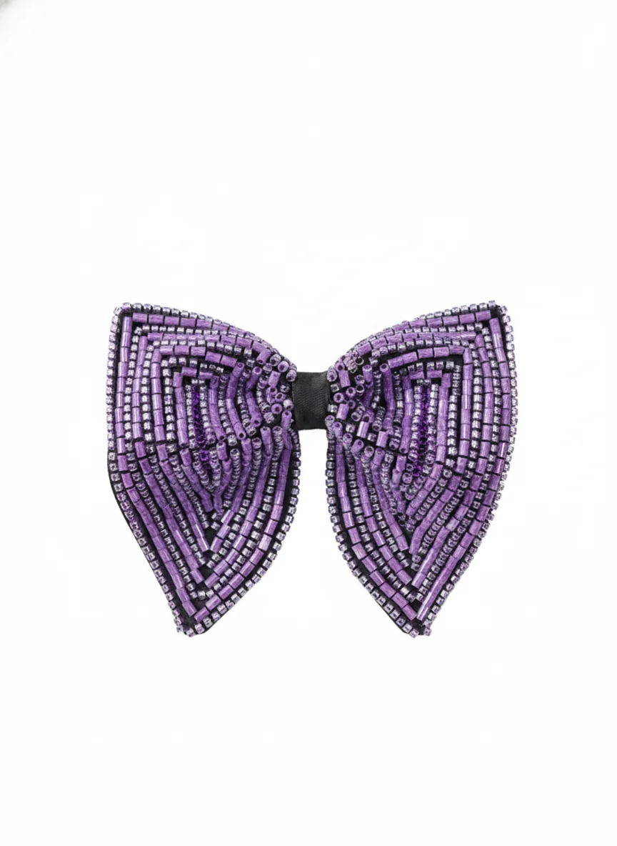 Hand-Beaded Silk-Blend Men’s Bow Tie - Textiles & Apparel by G M Apparels