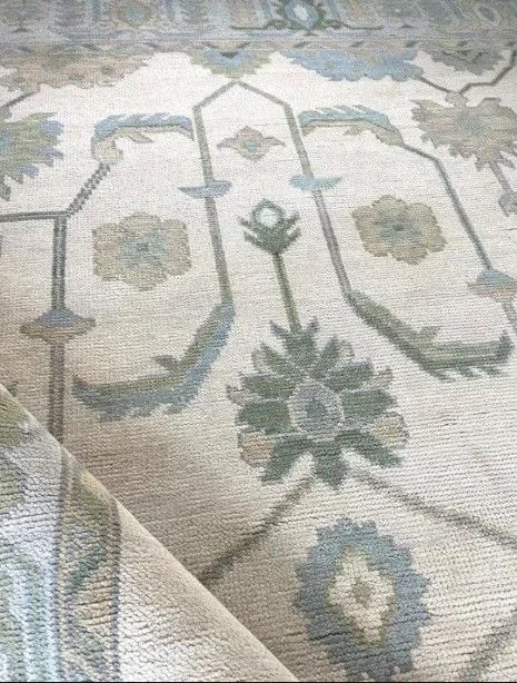 Hand-Knotted Oushak-Style Carpet - Textiles & Apparel by Triveni Rugs and Home Decor