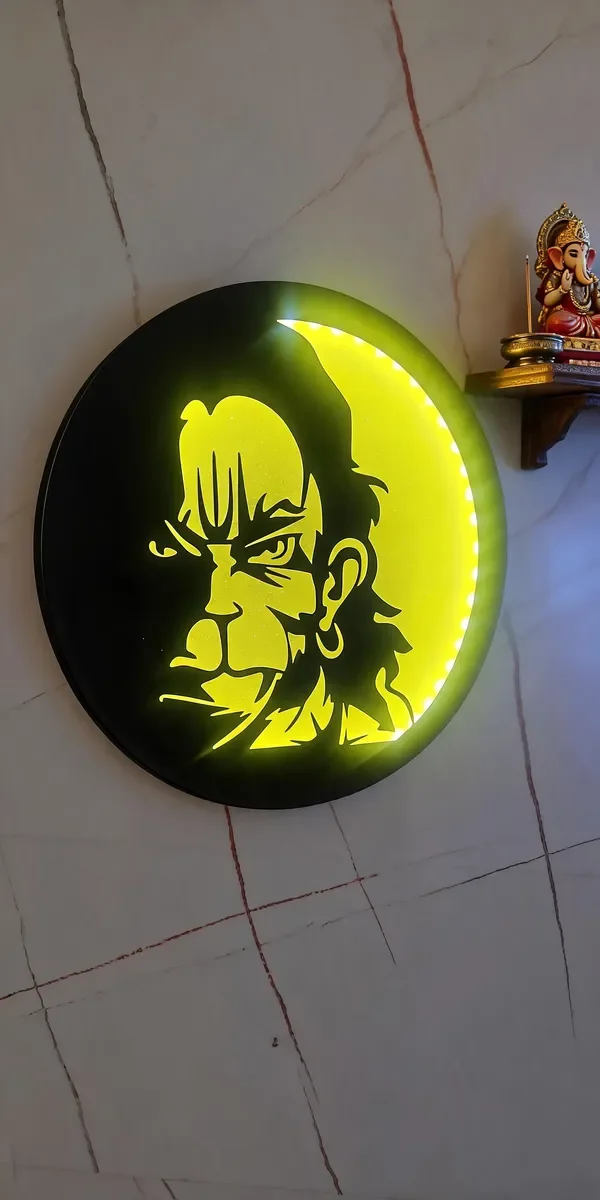 ONUR DECORS Metal Round LED Hanuman Wall Light - Handicrafts & Gifts by Golden Engg Works