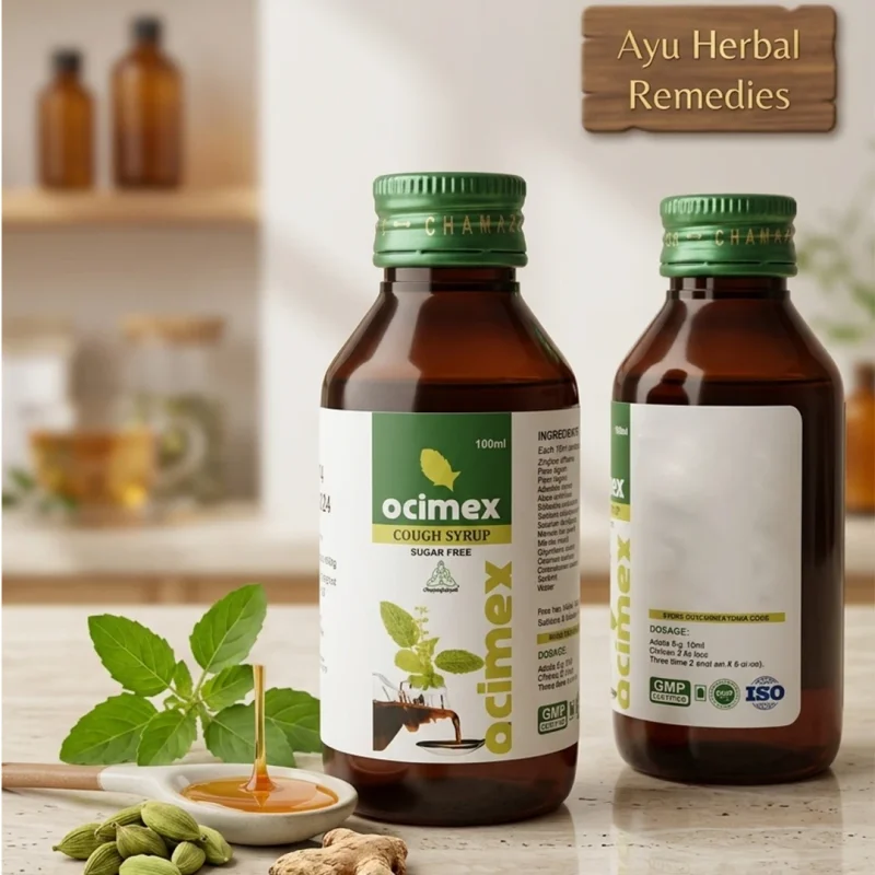 Ocimex Sugar Free Cough Syrup 100ML - Healthcare & Medical by Chamakkatt Herbal Products