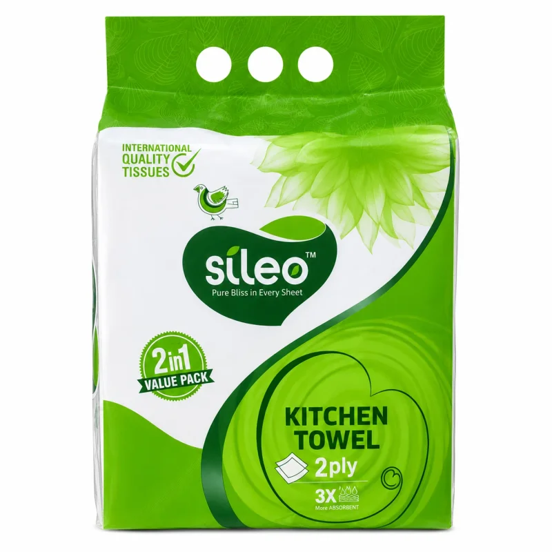 Sileo 2 Ply Virgin Pulp Kitchen Tissue Roll - Paper & Stationery by Kiran Paper Products