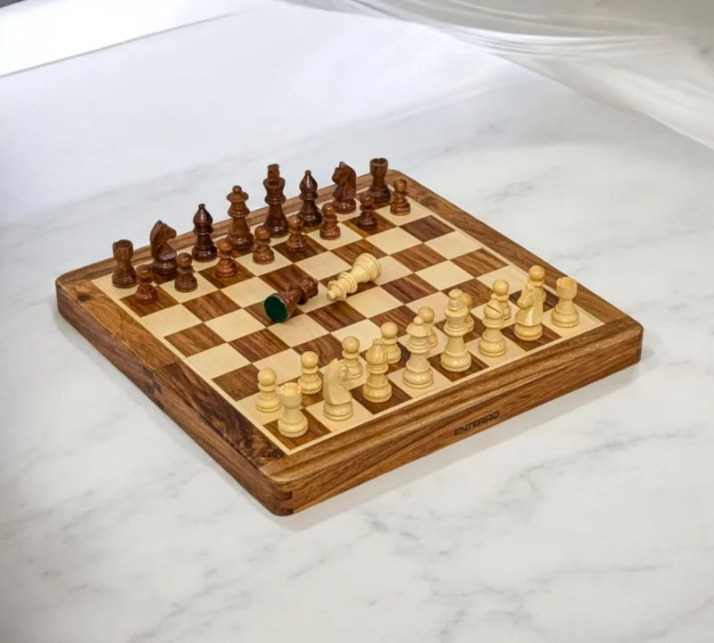 Folding Magnetic Travel Wooden Chess Set - Sports, Toys & Games by Enterro Lucid Traders LLP