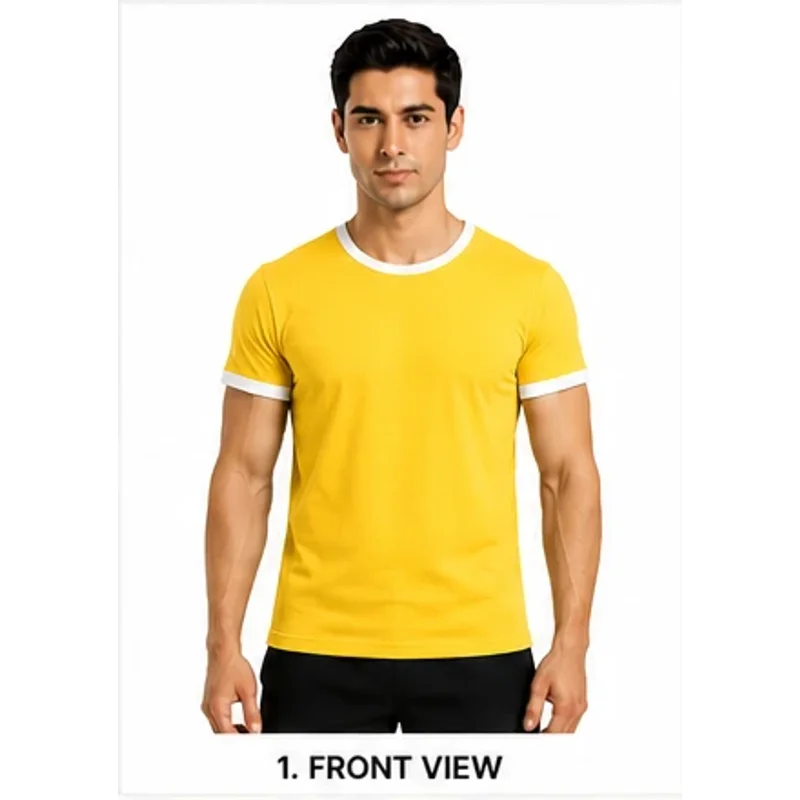 Yellow Cotton Half Sleeve T-Shirt Wholesaler - Textiles & Apparel by Rahul Exports