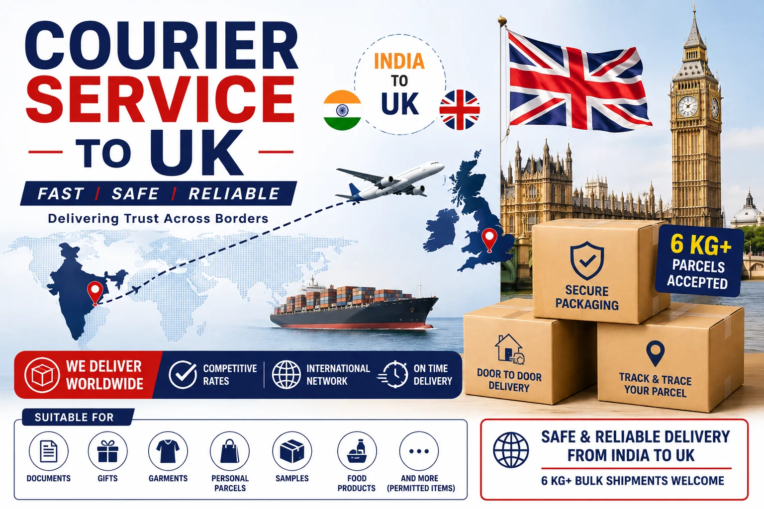 International Courier Service India to UK - Business & Professional Services by Aamir Khan Realtors
