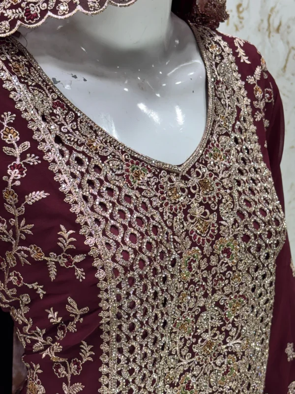 Maroon Zarkhan Work Palazzo Suit Set - Textiles & Apparel by NR Fashion