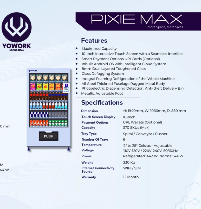 Pixie Max Smart Refrigerated Vending Machine - Machinery & Equipment by Yowork Weserve LLP
