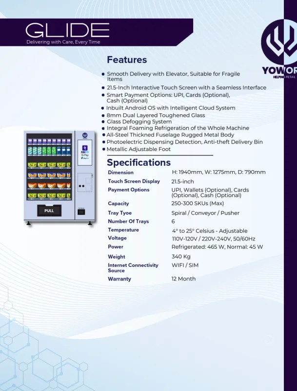 Glide Smart Upi Vending Machine With Refrigeration - Machinery & Equipment by Yowork Weserve LLP