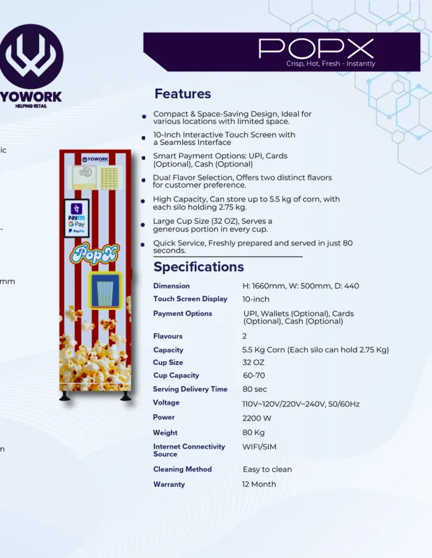 Popx Crisp, Hot, Fresh - Instantly - Machinery & Equipment by Yowork Weserve LLP