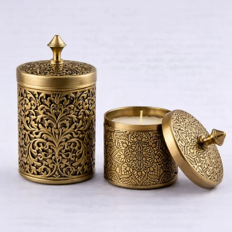 Golden Metal Candle Votive - Home & Kitchen by Brothers International