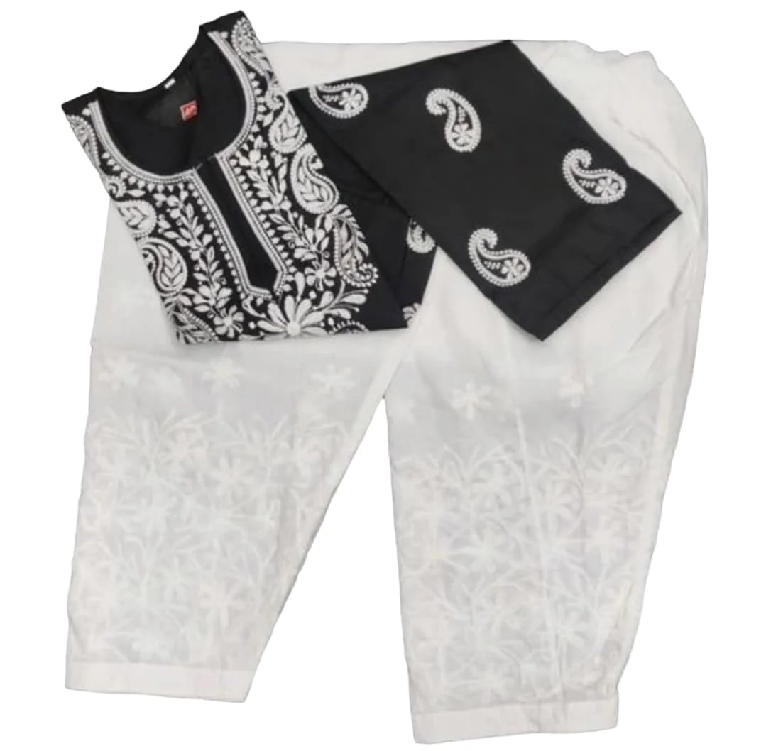Hand Chikankari Kurti with Salwar Set - Textiles & Apparel by Royal Chikan Palace