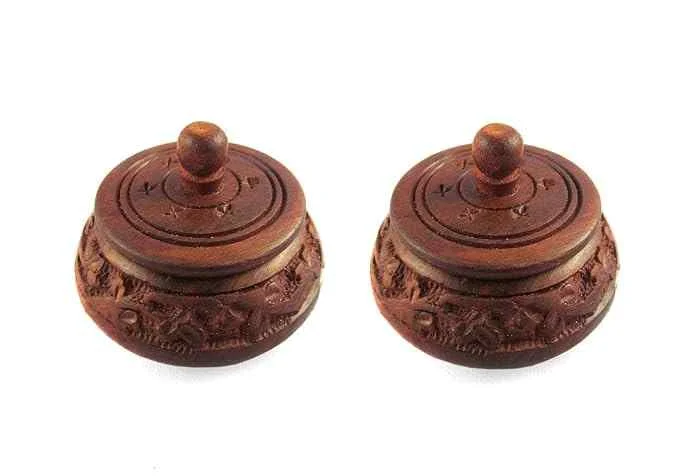 Wooden Sindoor Kumkum Shringar Box Set of 2 - Home & Kitchen by Kkenterprise