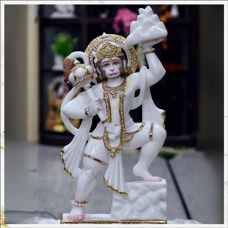 Veer Hanuman Marble Murti 15 Inch - Handicrafts & Gifts by Diwedi Handicrafts