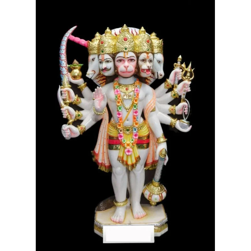 Panch Mukhi Hanuman Marble Murti 24 Inch - Handicrafts & Gifts by Diwedi Handicrafts