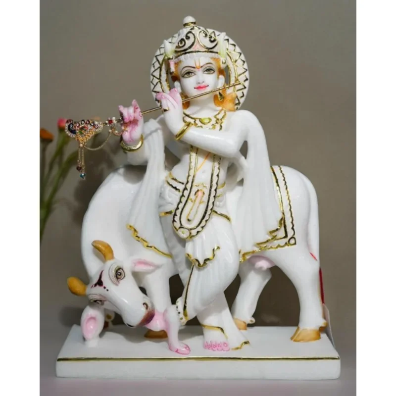 Gau Gopal Marble Murti 21 Inch for Home Temple - Handicrafts & Gifts by Diwedi Handicrafts