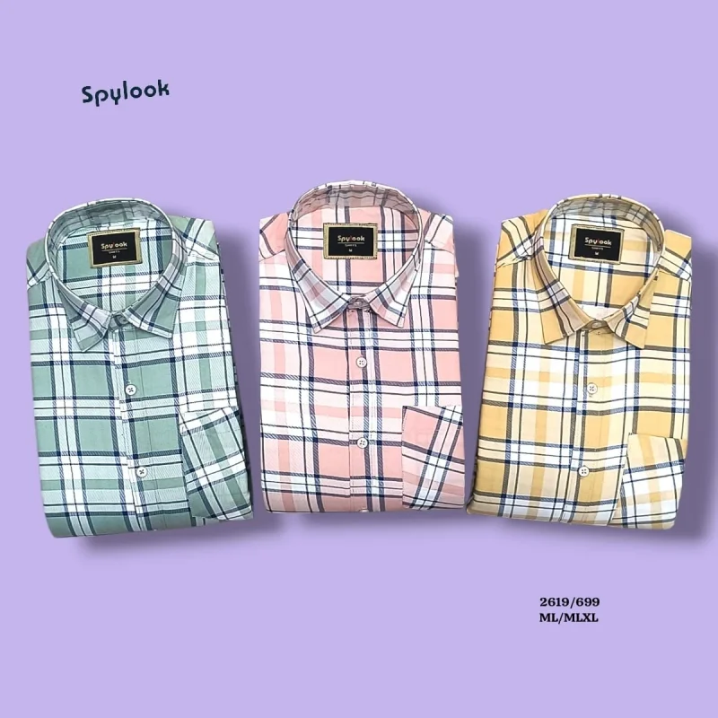 ML Creation Spylook Check Men's Shirt 2619 Mlxl (set of 9) - Textiles & Apparel by M.L Creation