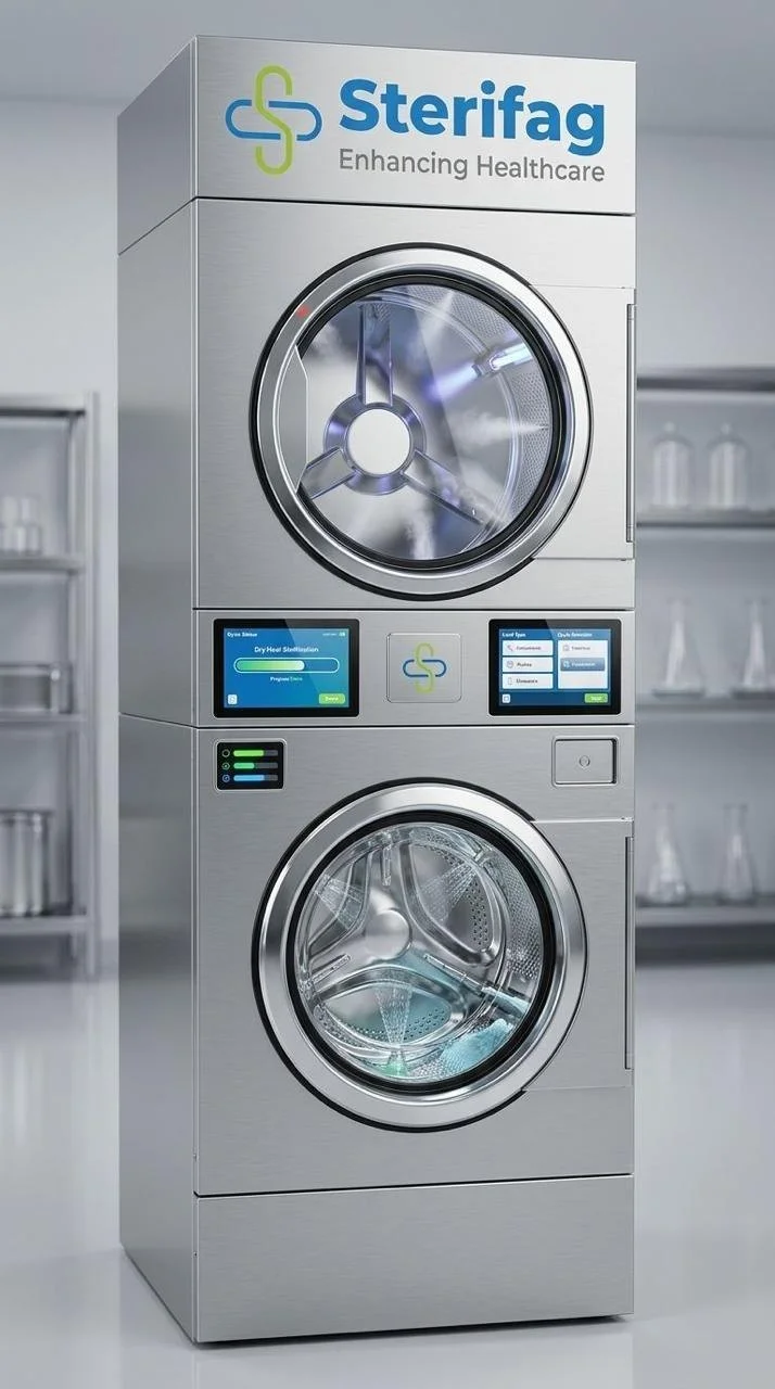 Commercial Laundry Stacker 20Kg (Washer+dryer) - Machinery & Equipment by Sterifag India Pvt. Ltd.