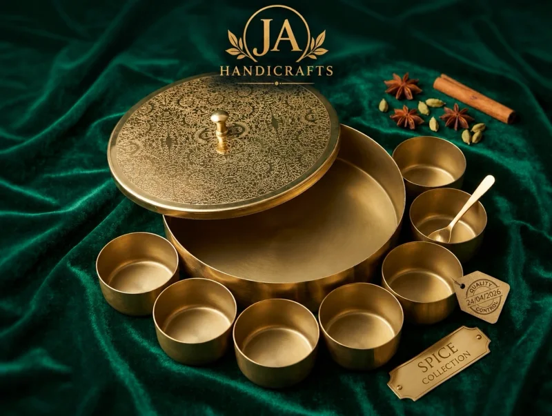 Brass Spice Box for Kitchen & Home Decor - Home & Kitchen by J a Handicrafts