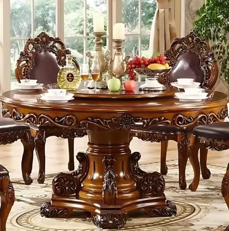 Teak Wood Handicrafted Dining Table - Furniture & Interiors by Mahakal International Global