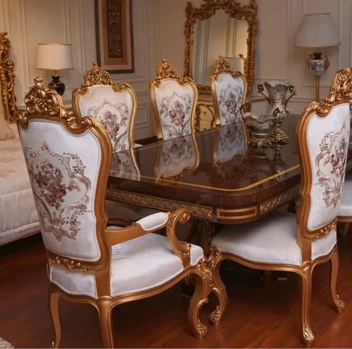 Teak Wood Handcrafted  Dining Table With Handicrafted Chair - Furniture & Interiors by Mahakal International Global