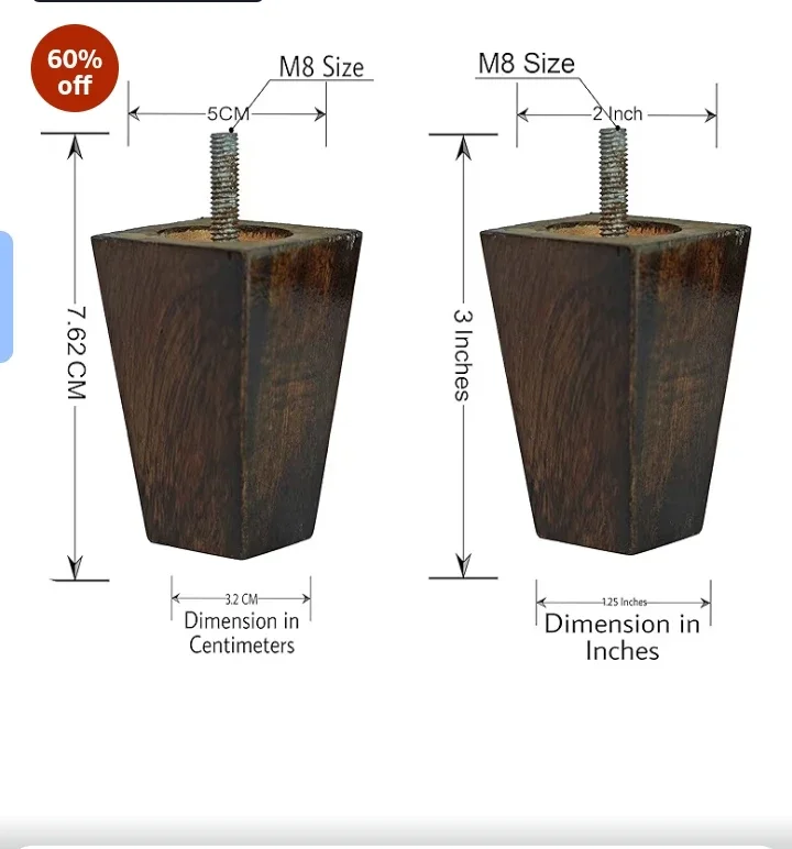 Dark Brown Metal Sofa Plate Mount Legs - Furniture & Interiors by Mahakal International Global