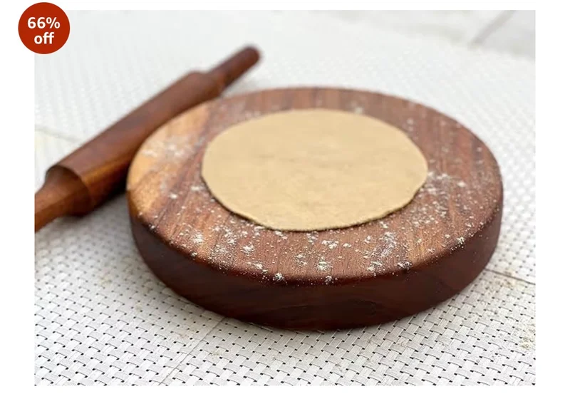 Wooden Rolling Pin With Round Base, Traditional Kitchen Tool - Home & Kitchen by Mahakal International Global