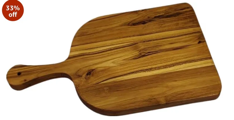 Teak Wood Cutting Board with Handle - Home & Kitchen by Mahakal International Global
