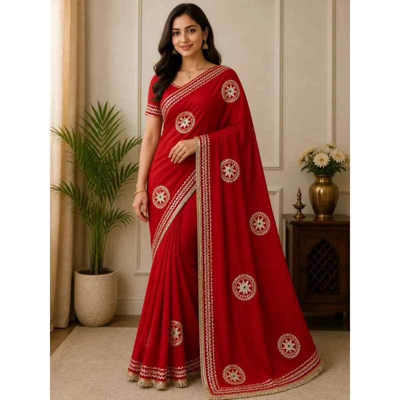 Jorjet Gota Work Ethnic Saree - Textiles & Apparel by Shree Creation Goods
