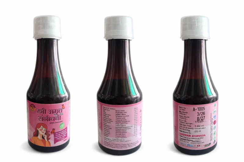 Stri Amritsanjivni Herbal Liquid Extract for Irregular Menstrual Cycles - Healthcare & Medical by Siromani Ayurved