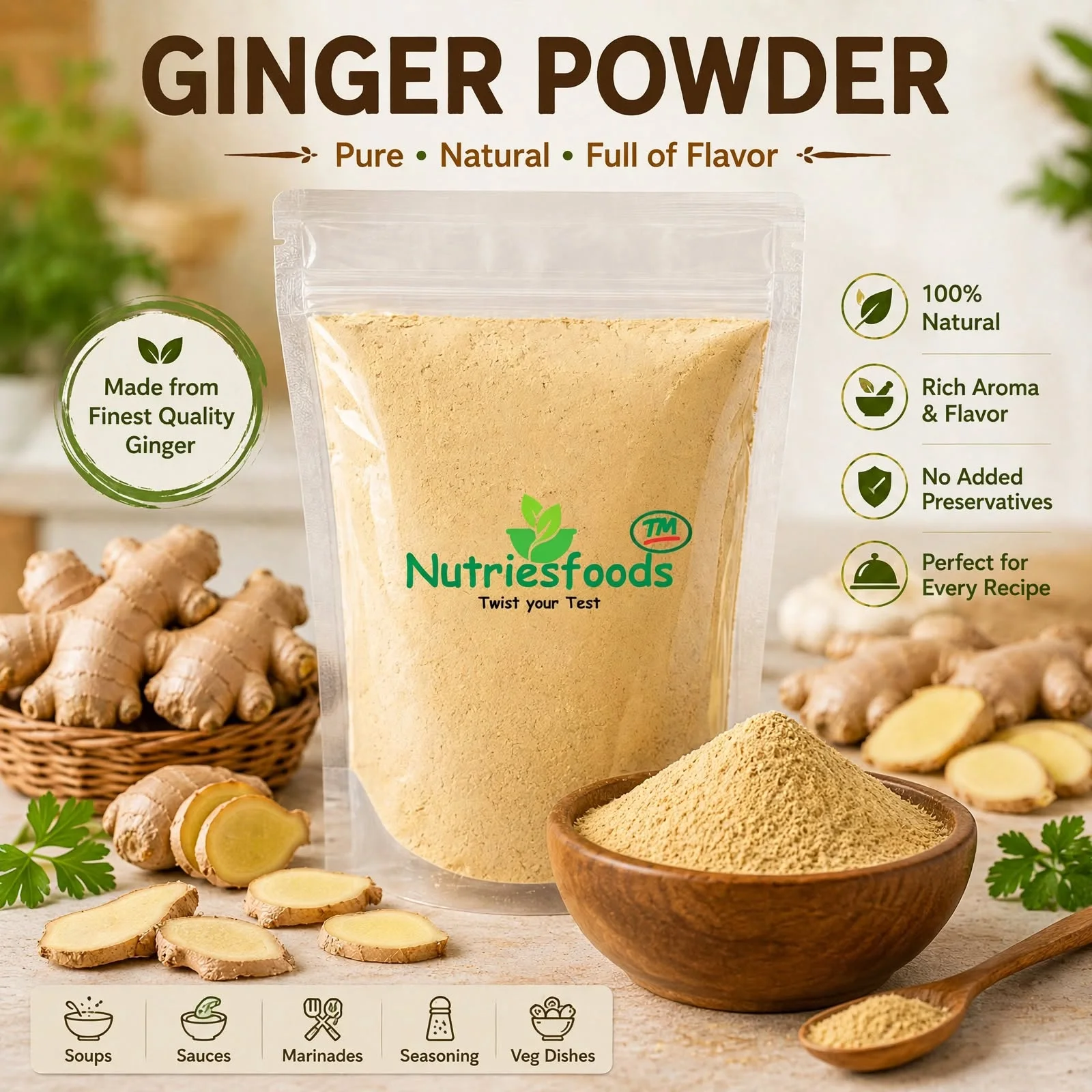 Grade A Dry Ginger Powder - Food & Agriculture by Nutriesfoods