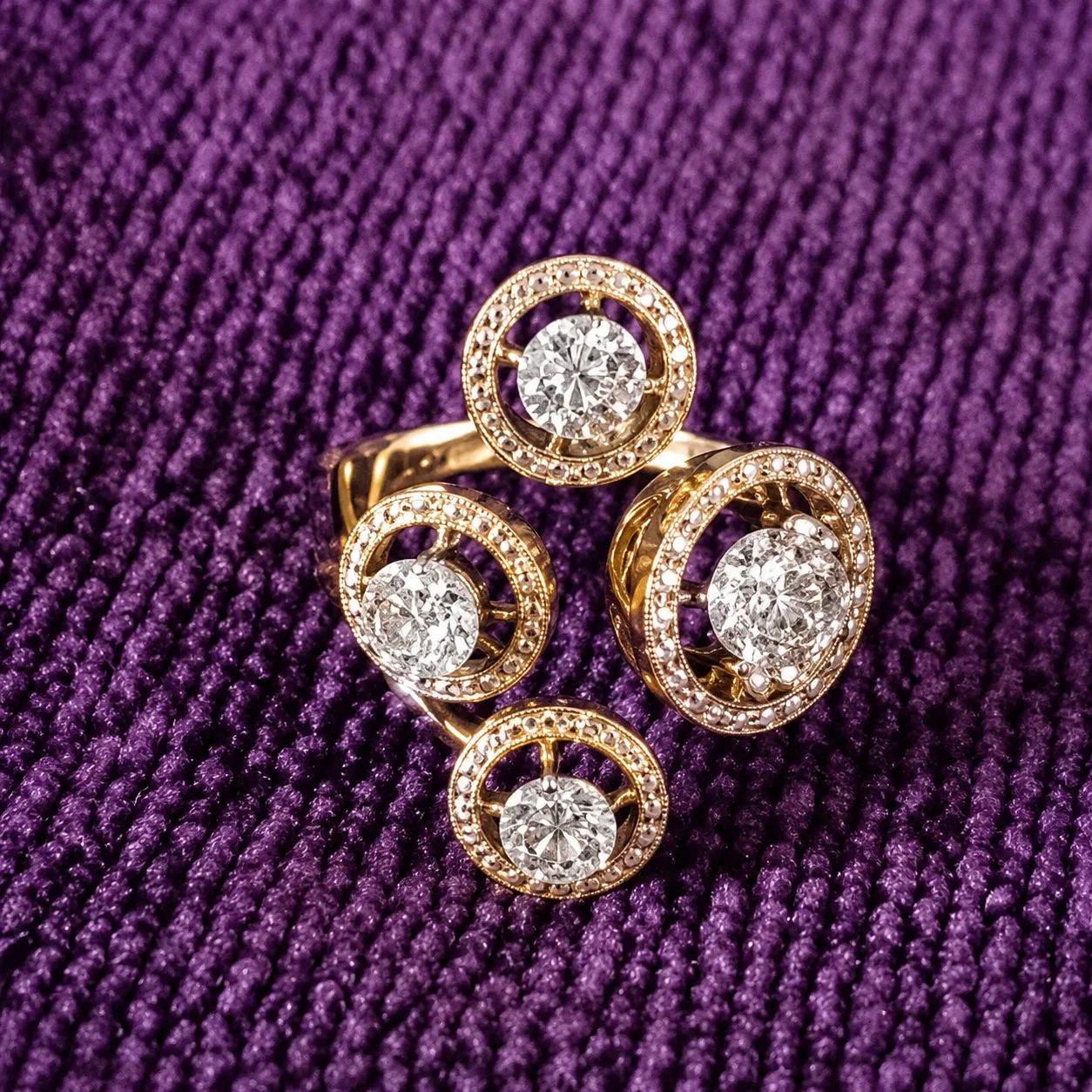 14 K Gold Diamond Ring for Ladies - Gems & Jewelry by Smriti Jhaver