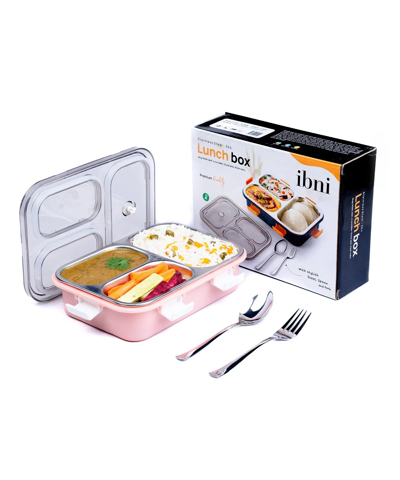 Stainless Steel Lunch Box Bento 3 Compartment - Home & Kitchen by Ibni Pvt. Ltd.