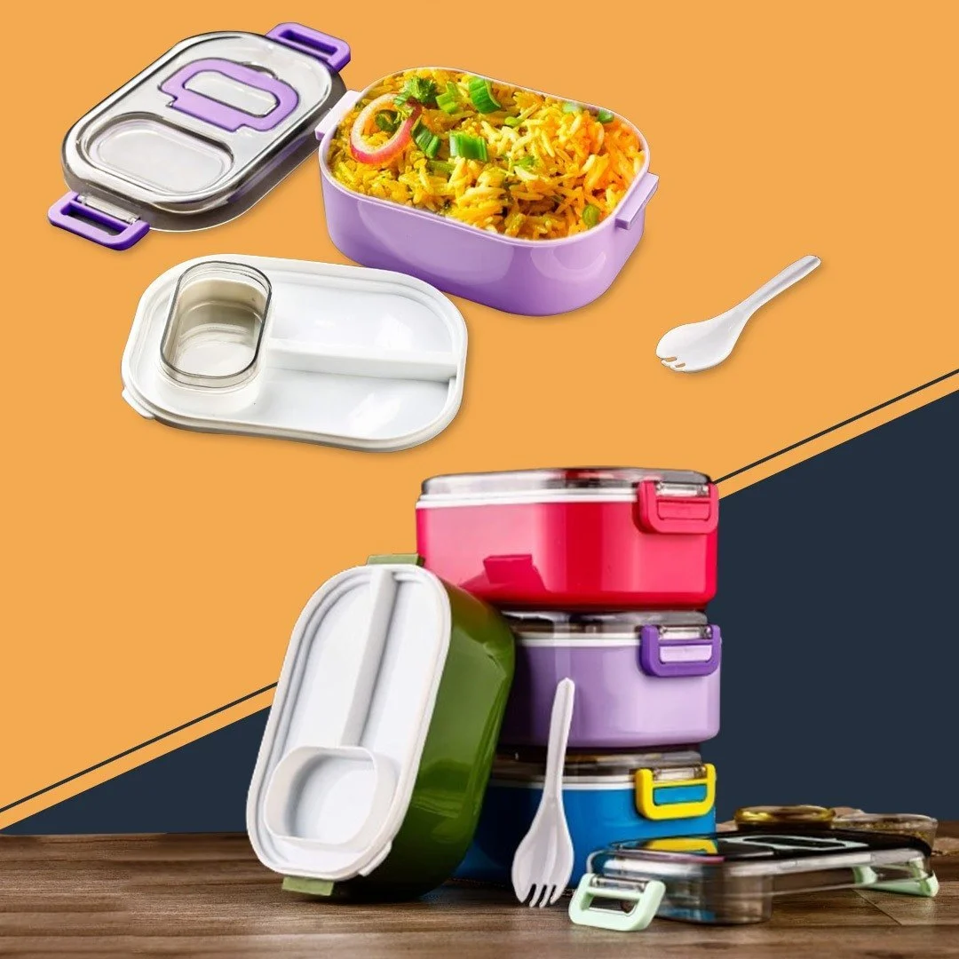 Ibni Mighty 100% Food Grade Leak Proof Plastic Lunch Tiffin Box - Home & Kitchen by Ibni Pvt. Ltd.