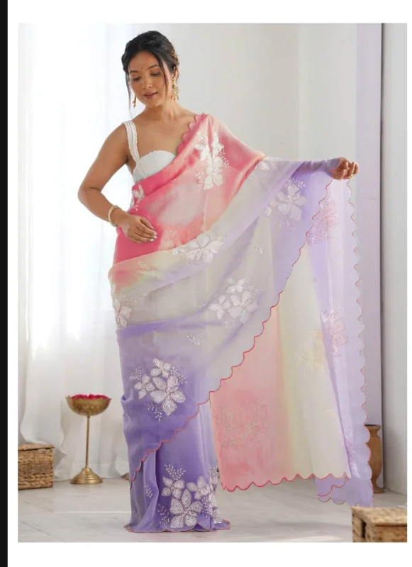 Wholesale Pastel Multi-Color Crush Sarees - Textiles & Apparel by Neokriti