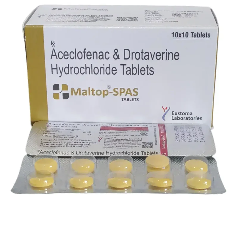 Maltop-spas Tablet (aceclofenac and Drotaverine Hcl) - Healthcare & Medical by Eustoma Laboratories Pvt. Ltd.