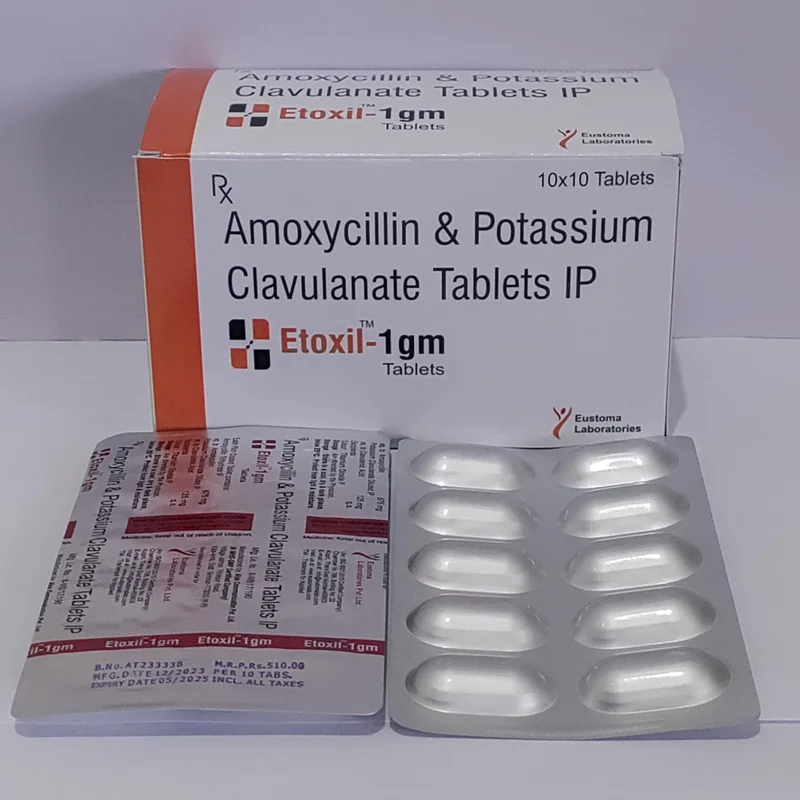 Etoxil-1gm Amoxicillin 875mg + Potassium Clavulanate Tablet - Healthcare & Medical by Eustoma Laboratories Pvt. Ltd.