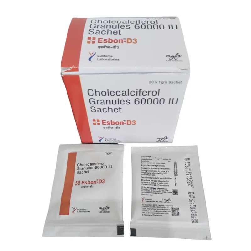Esbon-D3 Sachet (cholecalciferol 60000 Iu Granules) - Healthcare & Medical by Eustoma Laboratories Pvt. Ltd.