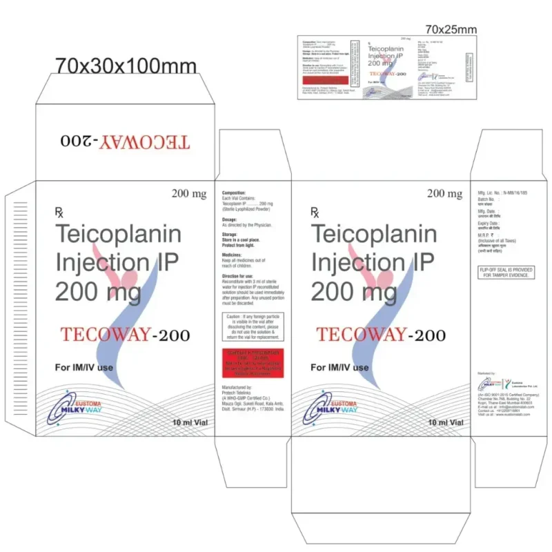 Teicoplanin 200mg Injection - Healthcare & Medical by Eustoma Laboratories Pvt. Ltd.
