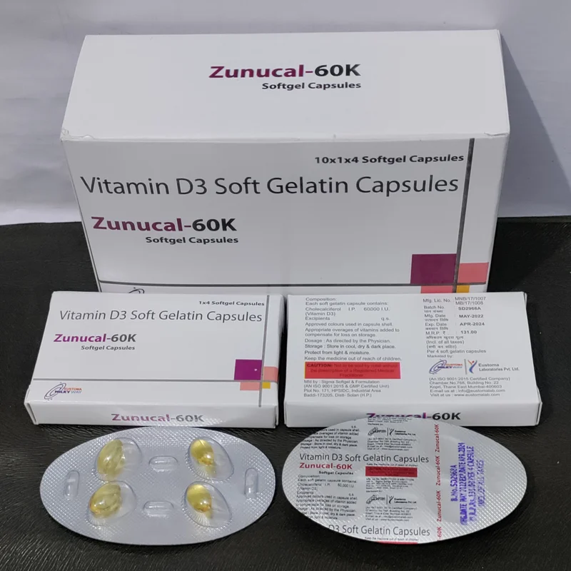 Zunucal-60k Softgel Capsule (vitamin D3 ) - Healthcare & Medical by Eustoma Laboratories Pvt. Ltd.
