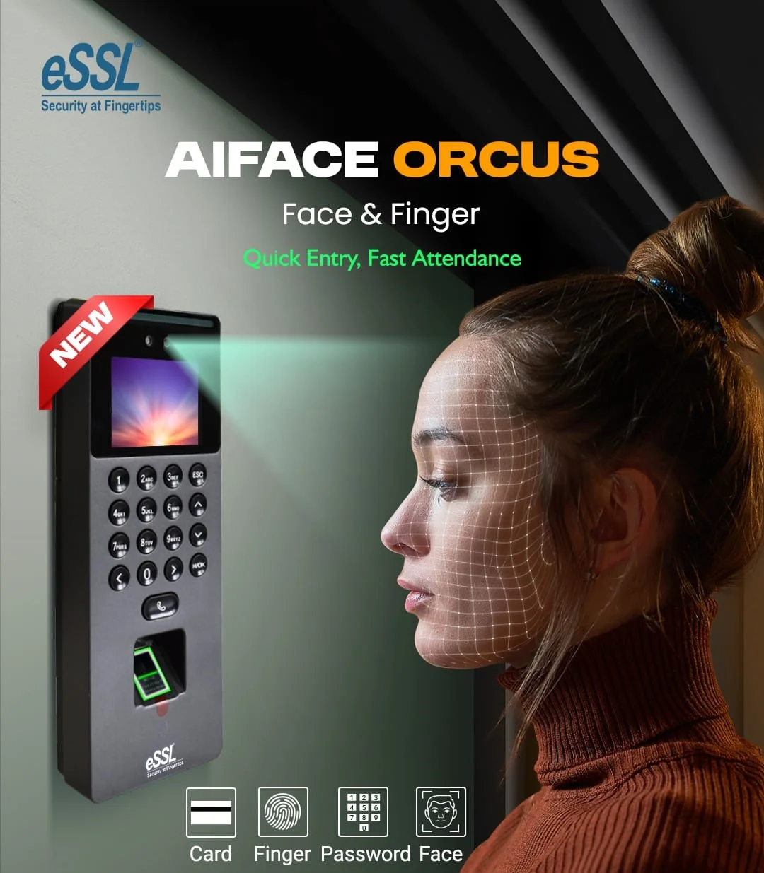 Essl Aiface Orcus: Face & Finger Terminal - Electronics & Electrical by Core Technologies