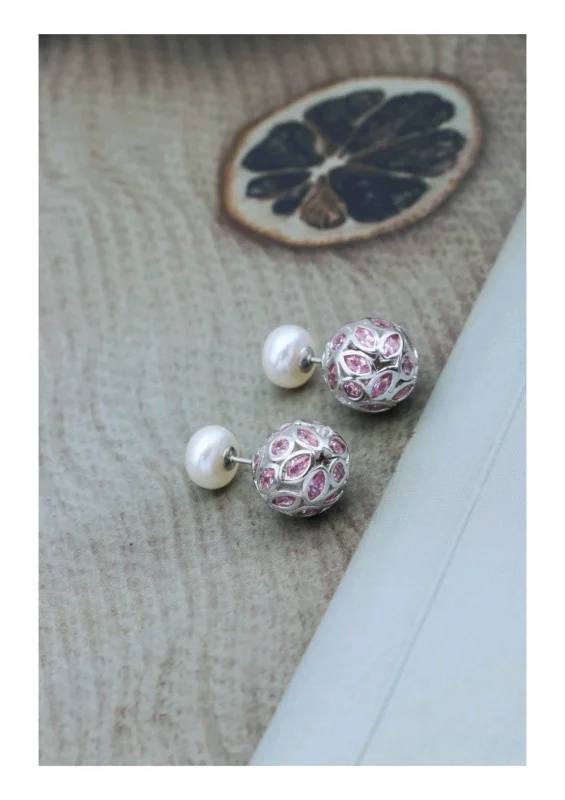 925 Silver Real Pearl Studs - Gems & Jewelry by Gurukripa Jewels