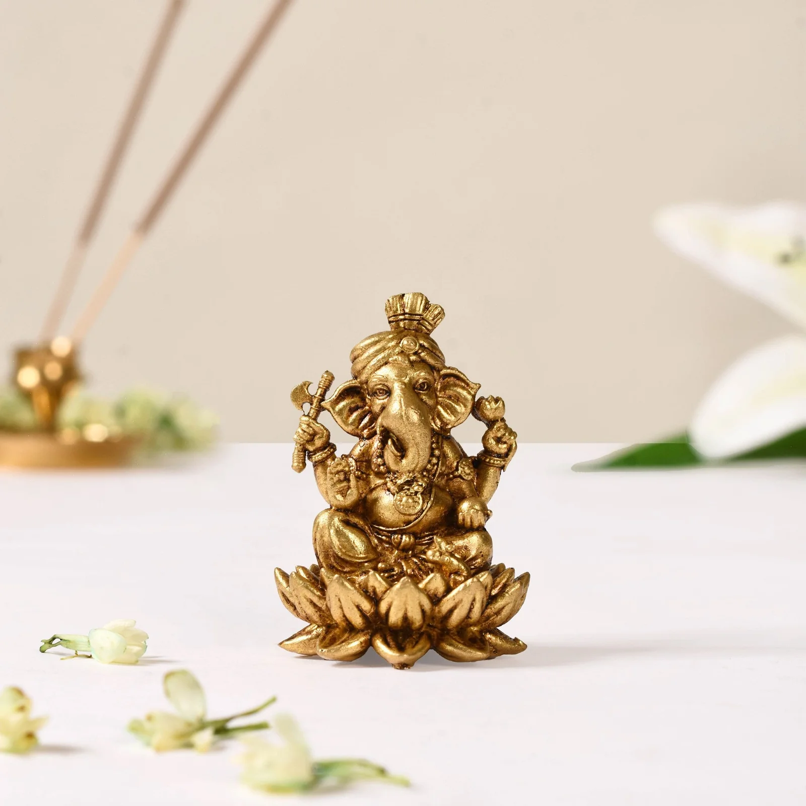 Antique Gold Ganesha Idol - Handicrafts & Gifts by Toran Kala