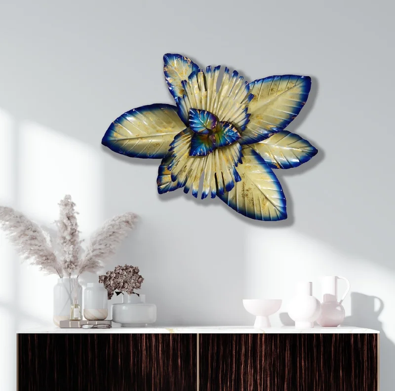 Cocovey Golden Blue Metal Wall Art - Home & Kitchen by Orobe
