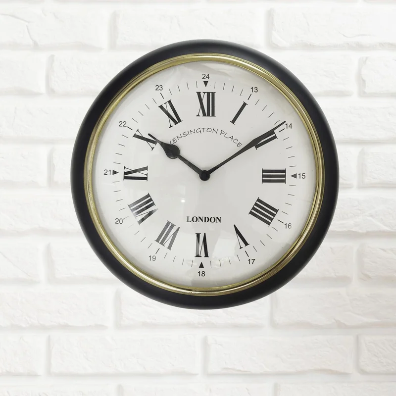 Metal Traditional Round Analog Wall Clock - Home & Kitchen by Orobe