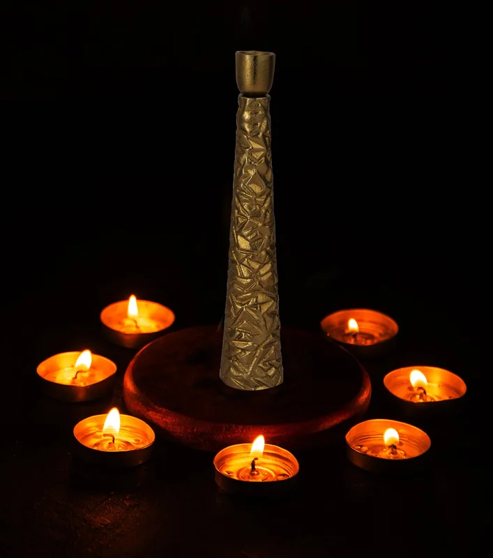 Aluminium Antique Gold Candle Holder - Home & Kitchen by Orobe